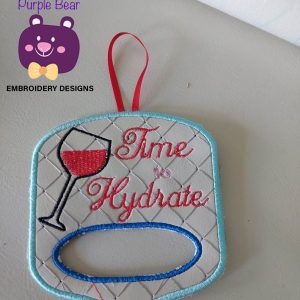 Time to Hydrate Wine Glass Tea Towel Topper