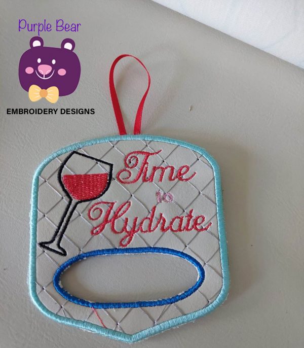 Time to Hydrate Wine Glass Tea Towel Topper