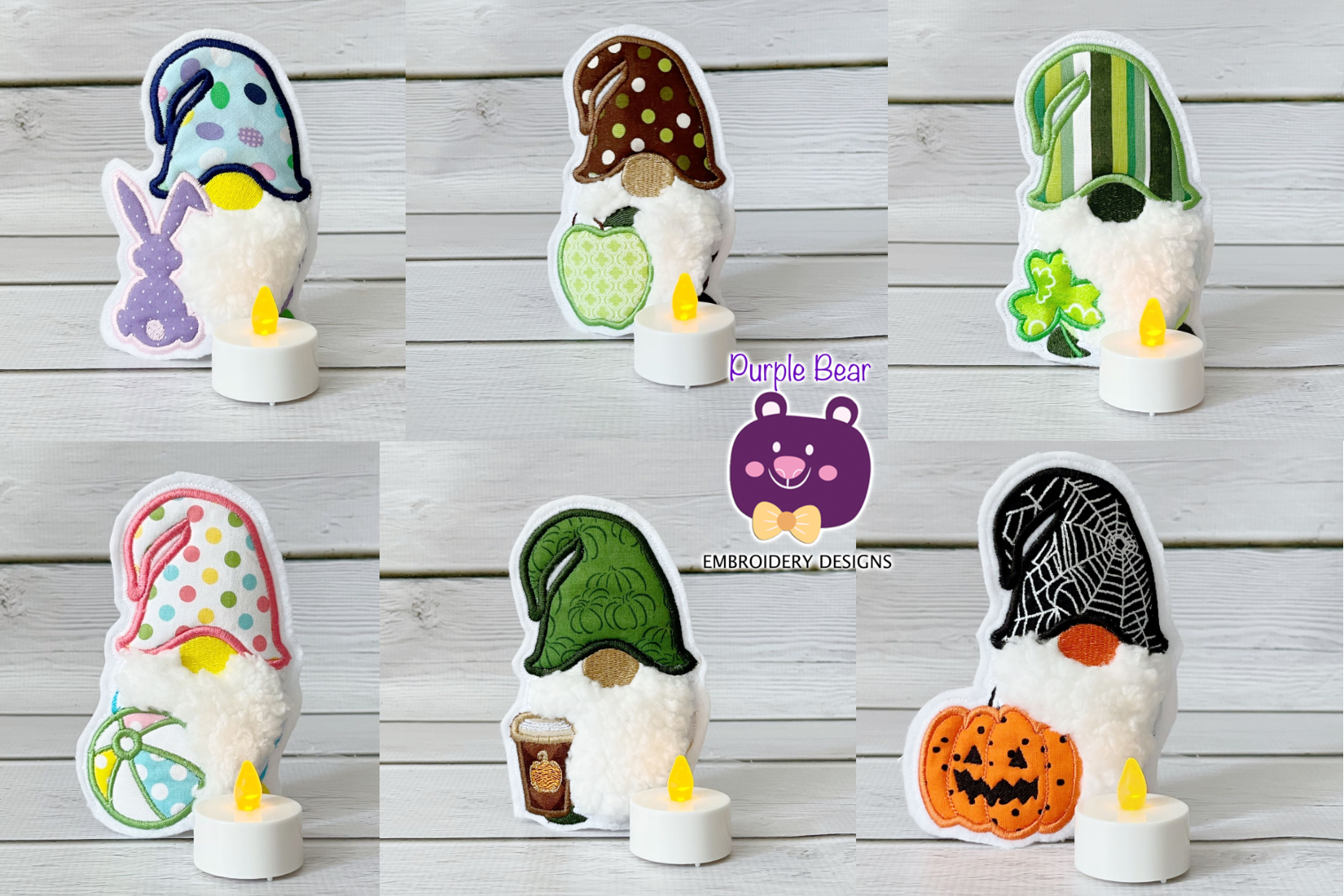 Six Gnome's Tea Light Holder 6 Design 2 Sizes