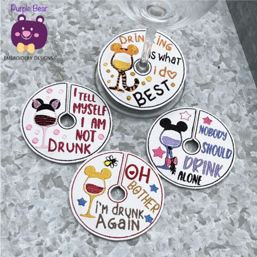 Glass Tags - Set 4 Bear & Friends