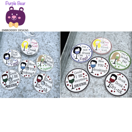 Set 9 Friendly Coasters & Drinks Tags 12 designs