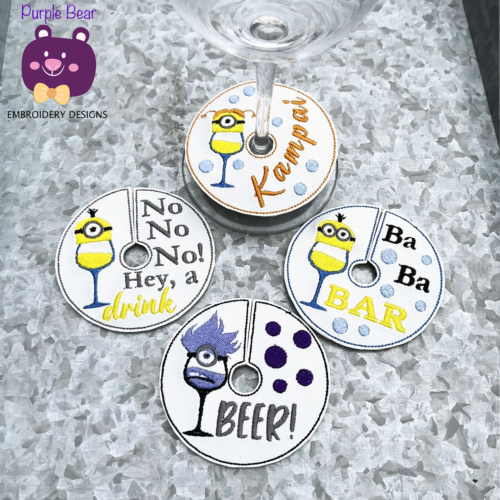 Glass Tags - Set 10 Yellow Guys