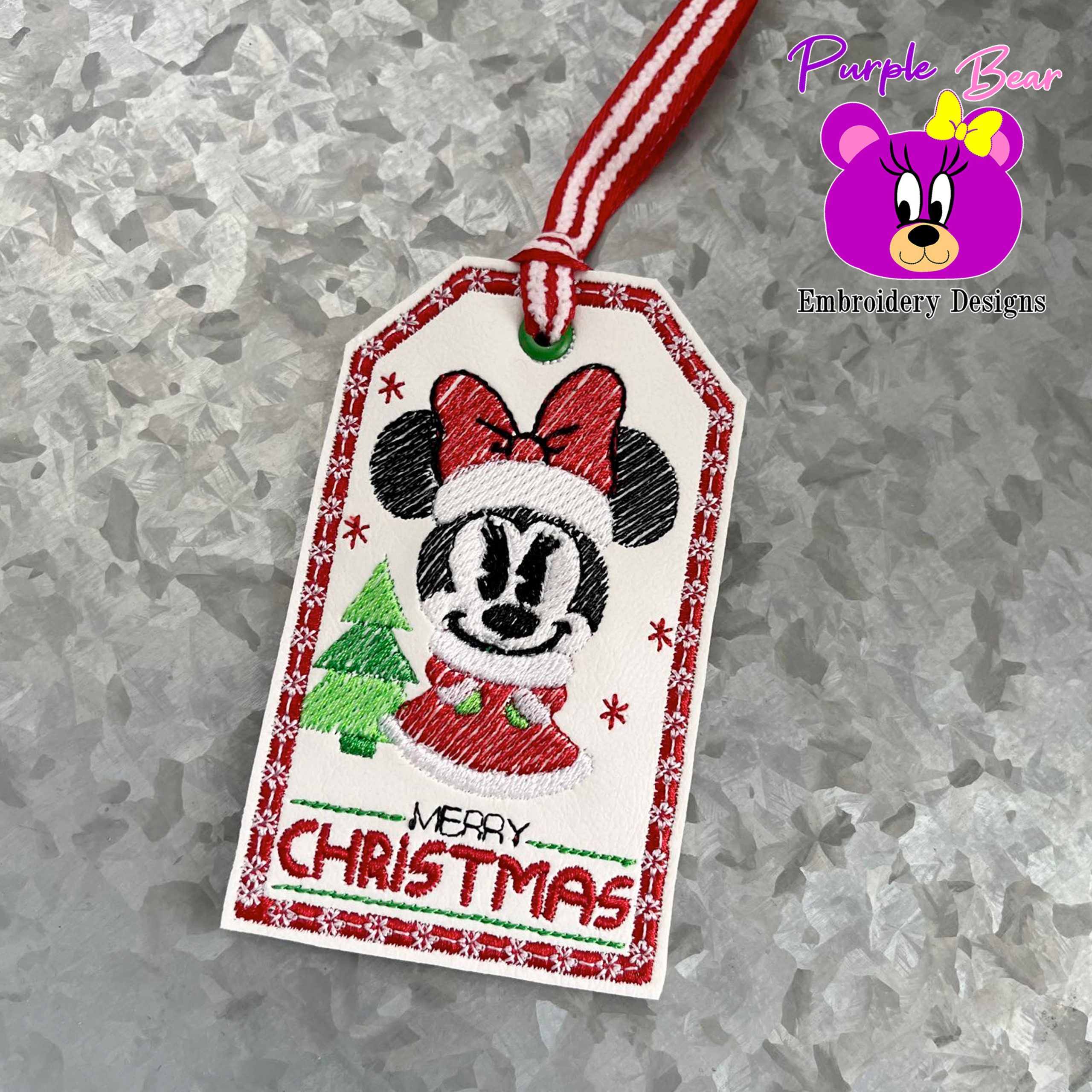 Christmas girl Mouse Tag 2 Sizes