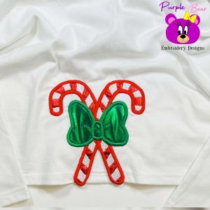 Candy Cane Appliqué for Sweatshirt Garment 3 sizes