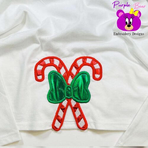 Candy Cane Appliqué for Sweatshirt Garment 3 sizes
