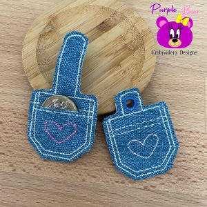 Pocket coin holder, eyelet and snap tab