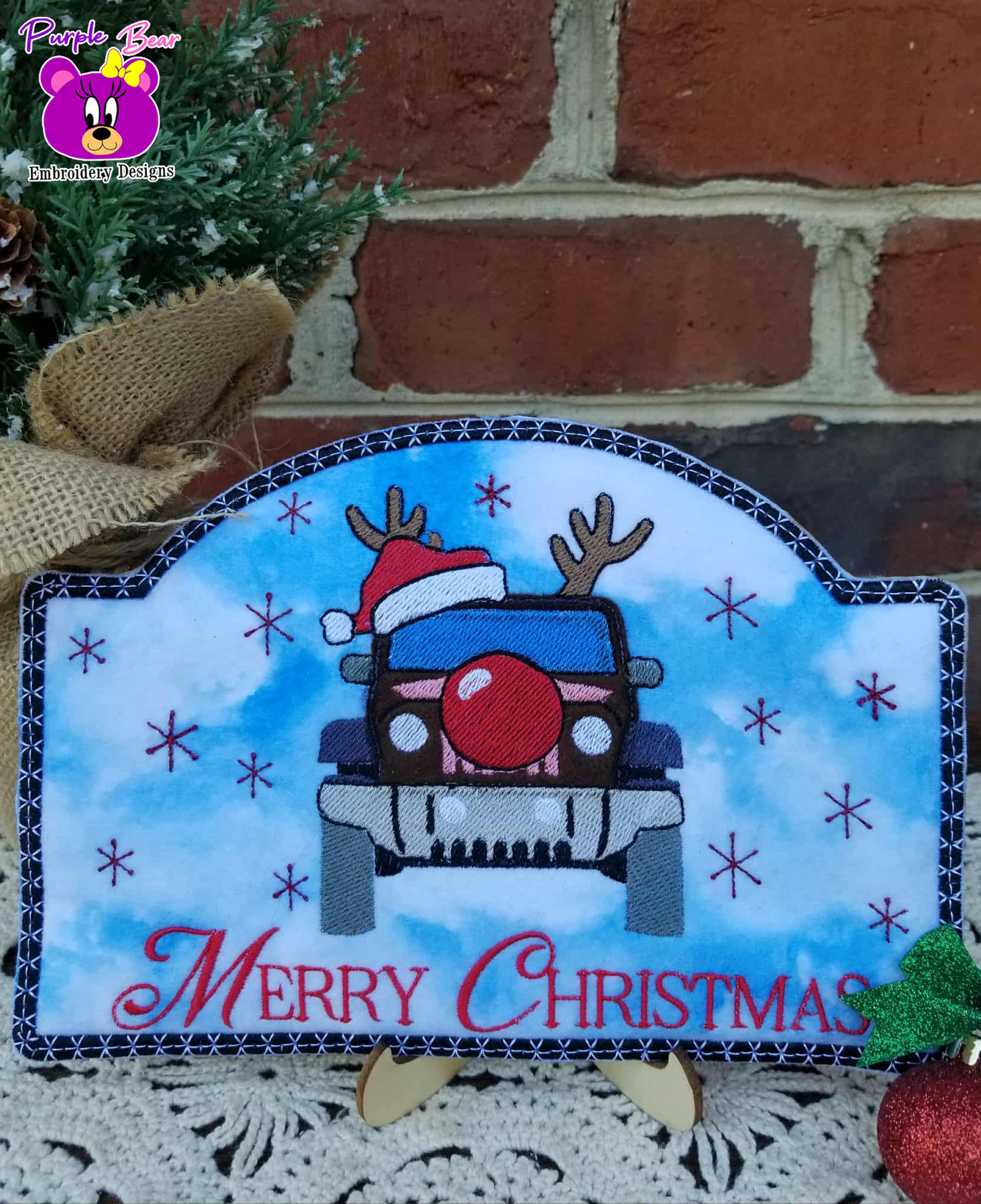 Jeep, Merry Christmas Hanger 3 Sizes
