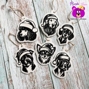 Christmas Dog Ornaments, Set 1, 6 designs