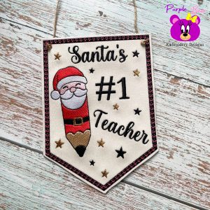 Santa's Number 1 Teacher, hanger 3 sizes