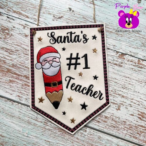 Santa's Number 1 Teacher, hanger 3 sizes