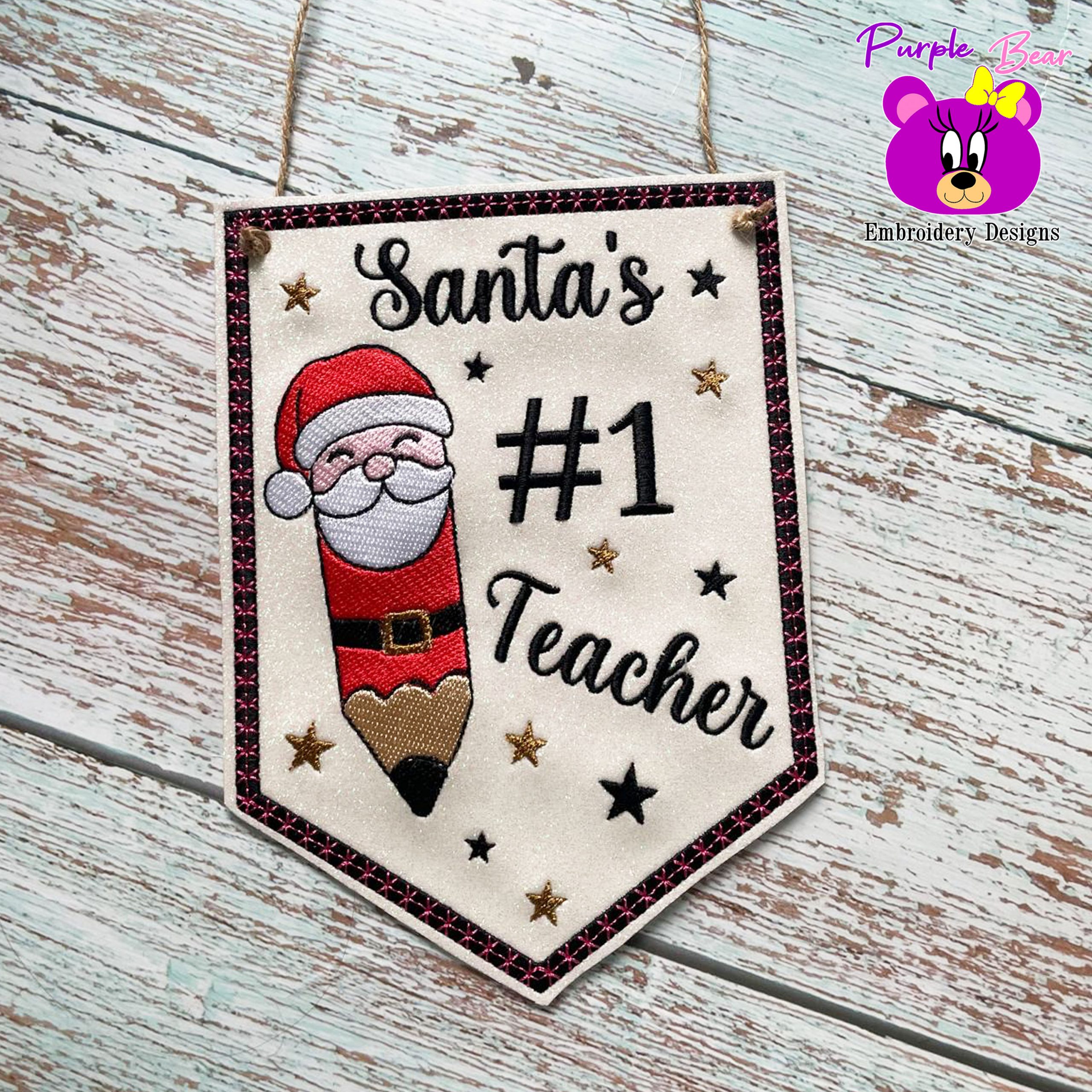 Santa's Number 1 Teacher, hanger 3 sizes