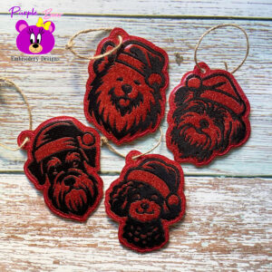 Christmas dogs Ornaments, Set 6, 4 designs