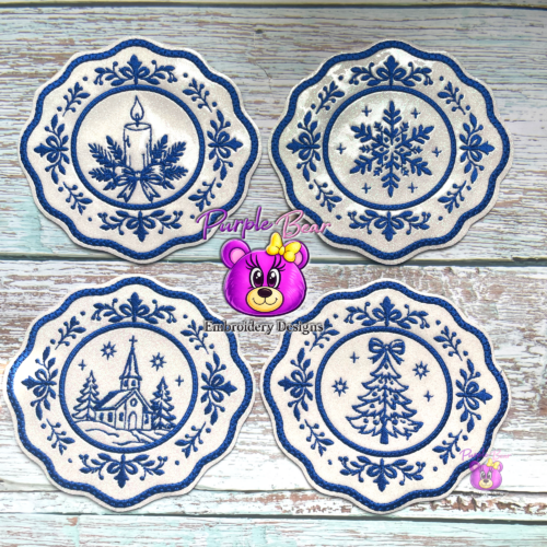 Christmas plates 4 designs, 3 sizes